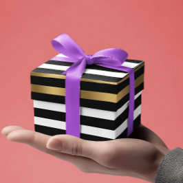 Zwart, wit en gouden strepen cadeaupapier