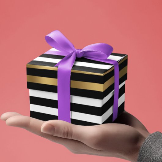 Zwart, wit en gouden strepen cadeaupapier