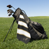 Zwart wit en gouden strepen golfhanddoek (Groen)