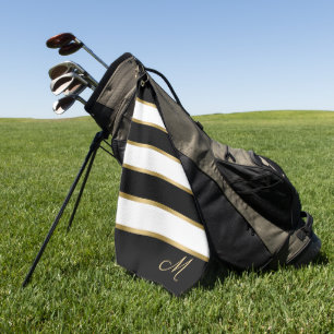 Zwart wit en gouden strepen golfhanddoek