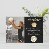 Zwart wit en gouden volleybalafstuderen aankondiging (Staand voorkant)