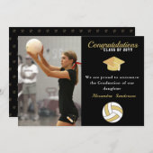 Zwart wit en gouden volleybalafstuderen aankondiging (Voorkant / Achterkant)