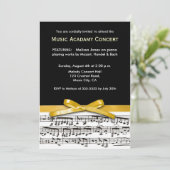 Zwart wit en goudgeel muzikaal concert overweging kaart (Staand voorkant)