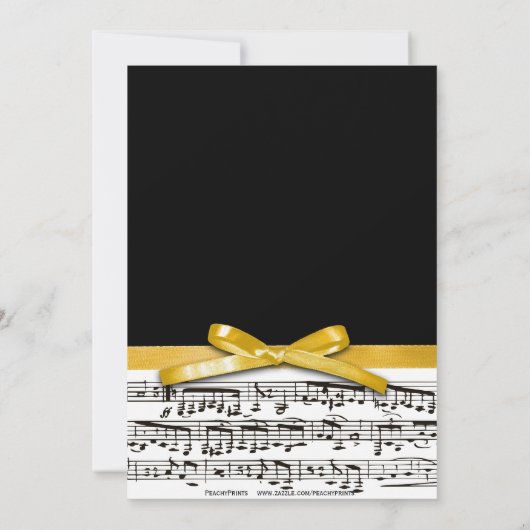 Zwart wit en goudgeel muzikaal concert overweging kaart (Achterkant)