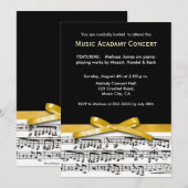 Zwart wit en goudgeel muzikaal concert overweging kaart (Voorkant / Achterkant)