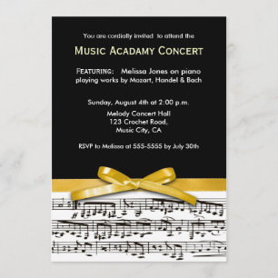 Zwart wit en goudgeel muzikaal concert overweging kaart