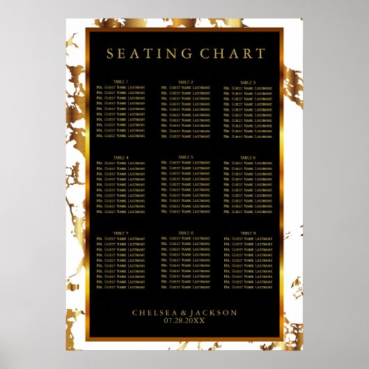 Zwart, wit en goudmarmer - Zitkool (9) Poster (Voorkant)