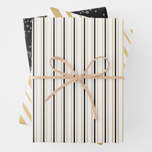 Zwart wit en goudsmederij en heldere strepen inpakpapier vel (In situ)