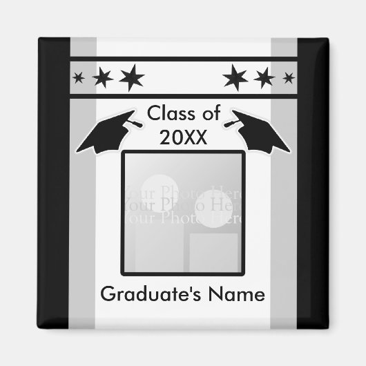 Zwart, wit en grijs Afstuderen (foto lijst) Magneet (Voorkant)