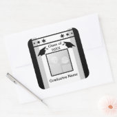 Zwart, wit en grijs Afstuderen (foto lijst) Vierkante Sticker (Envelop)