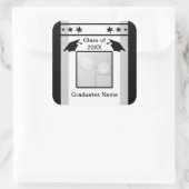 Zwart, wit en grijs Afstuderen (foto lijst) Vierkante Sticker (Tas)