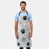 Zwart, wit en grijs, bedrukt unisex-schort schort (Gedragen)