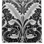 Zwart Wit en Grijs Bloem Douchegordijn Stijl 2 (Voorkant)