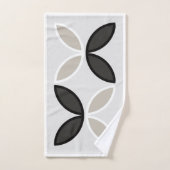 Zwart-wit en grijs bloempatroon bad handdoek (Handdoek)