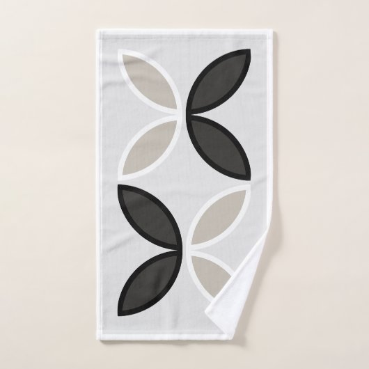 Zwart-wit en grijs bloempatroon bad handdoek (Handdoek)