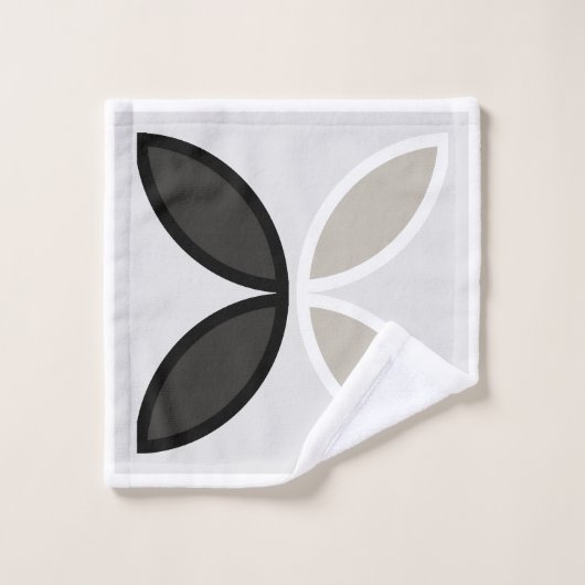 Zwart-wit en grijs bloempatroon bad handdoek (Wasdoekje)