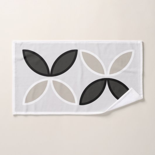 Zwart-wit en grijs bloempatroon bad handdoek (Handdoek)