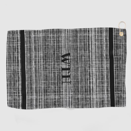 Zwart, wit en grijs Check Pattern Monogramed Golfhanddoek (Horizontaal)