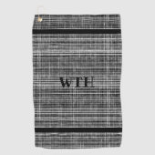 Zwart, wit en grijs Check Pattern Monogramed Golfhanddoek (Voorkant)