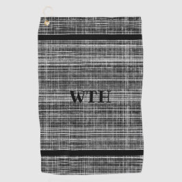 Zwart, wit en grijs Check Pattern Monogramed Golfhanddoek