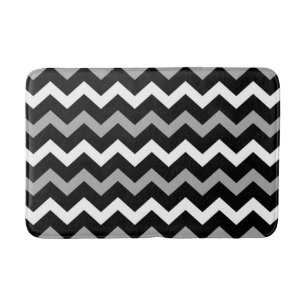 Zwart wit en grijs Chevron Print Patroon Badmat