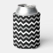 Zwart wit en grijs Chevron Print Patroon Blikjeskoeler (Blikje Voorkant)