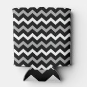 Zwart wit en grijs Chevron Print Patroon Blikjeskoeler (Achterkant)