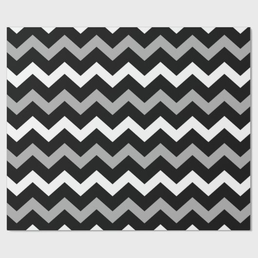 Zwart wit en grijs Chevron Print Patroon Cadeaupapier (Vlak)