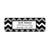 Zwart wit en grijs Chevron Print Patroon Etiket (Voorkant)