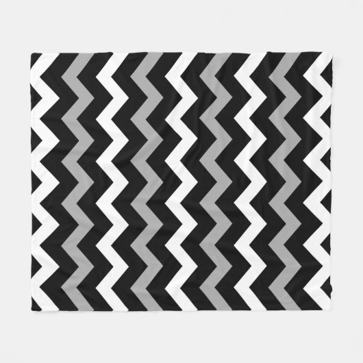 Zwart wit en grijs Chevron Print Patroon Fleece Deken (Voorkant (Horizontaal))