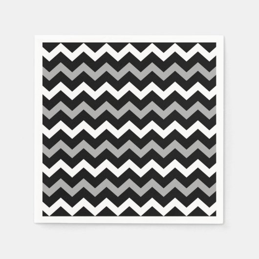 Zwart wit en grijs Chevron Print Patroon Servet (Voorkant)