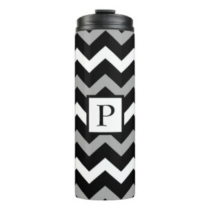 Zwart wit en grijs Chevron Print Patroon Thermosbeker