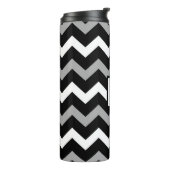 Zwart wit en grijs Chevron Print Patroon Thermosbeker (Gedraaid links)