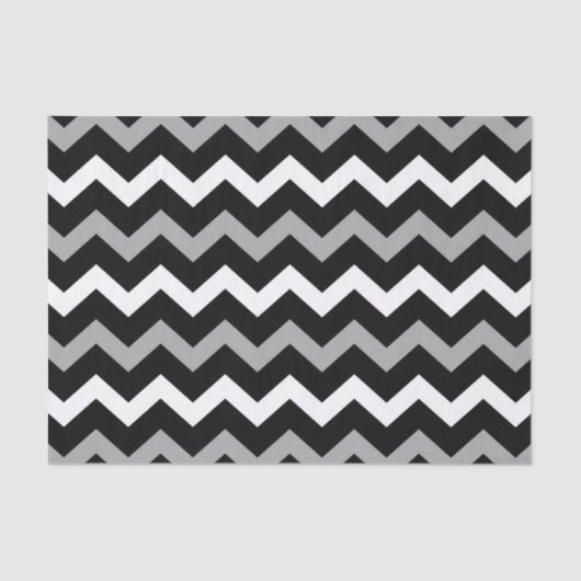 Zwart wit en grijs Chevron Print Patroon Tissuepapier (Voorkant)