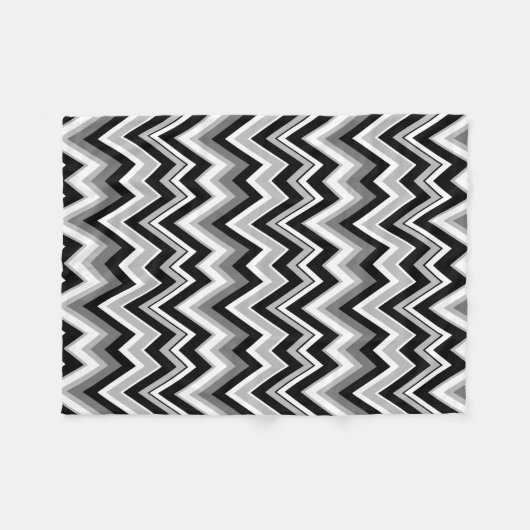 Zwart wit en grijs Chevron zigzagpatroon Fleece Deken (Voorkant (Horizontaal))