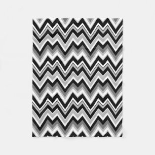 Zwart wit en grijs Chevron zigzagpatroon Fleece Deken
