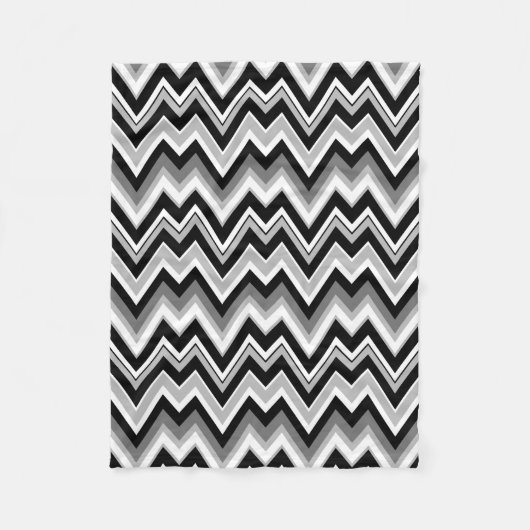 Zwart wit en grijs Chevron zigzagpatroon Fleece Deken (Voorkant)