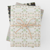 Zwart wit en grijs daisy bloem patroon inpakpapier vel (In situ)