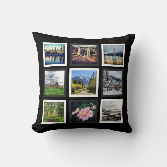 Zwart wit en grijs fotoraster kussen (Voorkant)