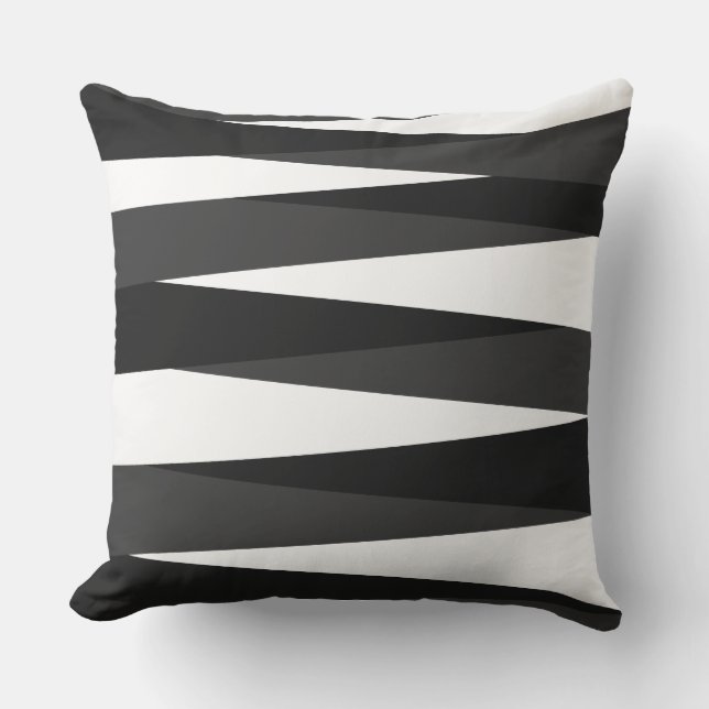 Zwart, wit en grijs Geometrisch Buitenkussen (Voorkant)