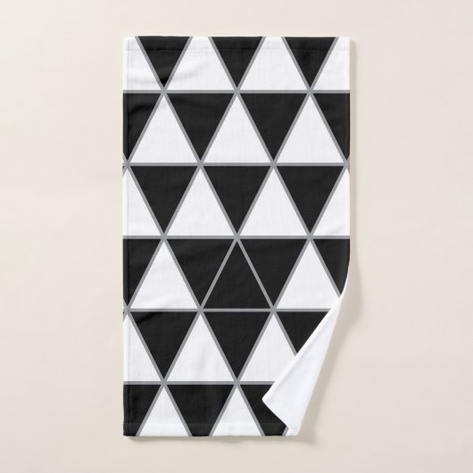 Zwart, wit en grijs geometrisch driehoekpatroon. bad handdoek (Handdoek)