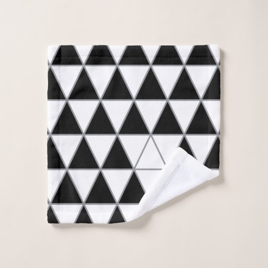 Zwart, wit en grijs geometrisch driehoekpatroon. bad handdoek (Wasdoekje)