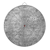 Zwart wit en grijs geometrisch patroon dartbord (Voorkant)