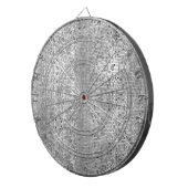 Zwart wit en grijs geometrisch patroon dartbord (Voorkant Rechts)