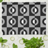 Zwart, wit en grijs geometrisch patroon theedoek (Gevouwen)