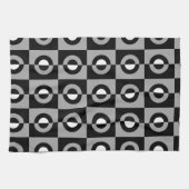 Zwart, wit en grijs geometrisch patroon theedoek (Horizontaal)