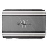 Zwart wit en grijs gestreept monogrammen badmat (Voorkant)