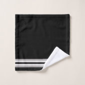 Zwart, wit en grijs, gestreept wisselpatroon bad handdoek (Wasdoekje)