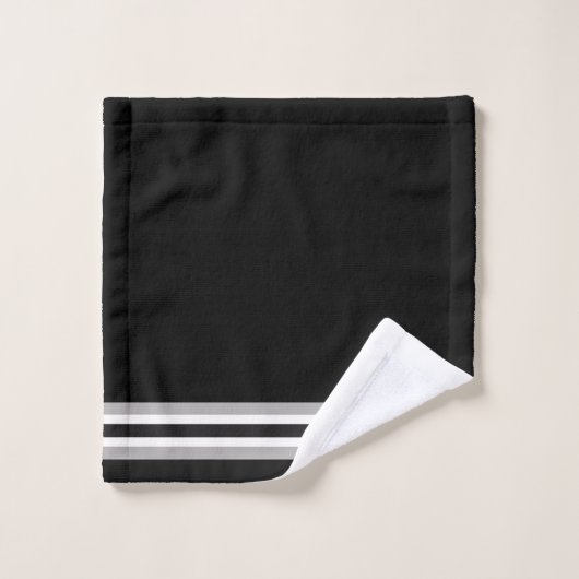 Zwart, wit en grijs, gestreept wisselpatroon bad handdoek (Wasdoekje)