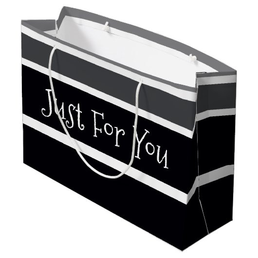 Zwart wit en grijs groot cadeauzakje (Achterkant Gekanteld)